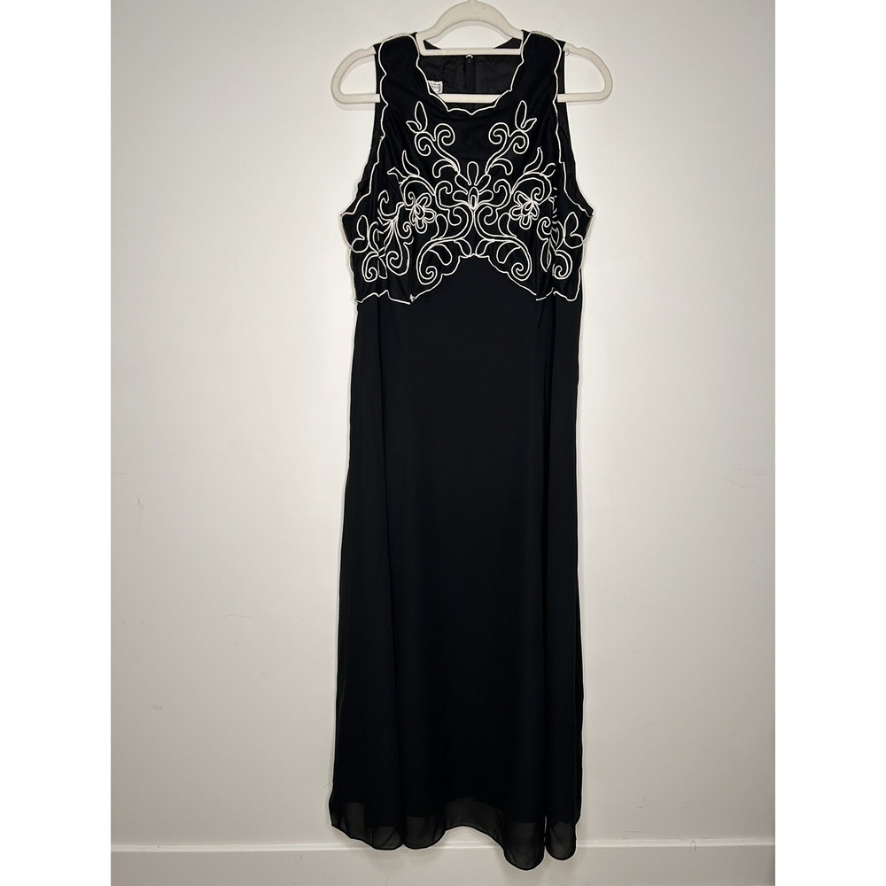 Vintage Jessica McClintock Gunne Sax Dress Women's 14 White Embroidered Gown